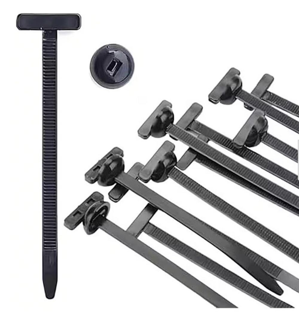 100 Pcs Nylon Universal Cable Tie Buckle for Car, T Style Automotive Zipper Clip